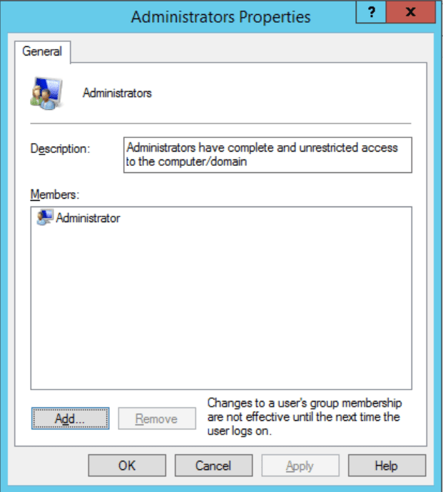 In a windows server the administrators properties pop up allow you to manage permissions and right assignments for multiple users at a time.