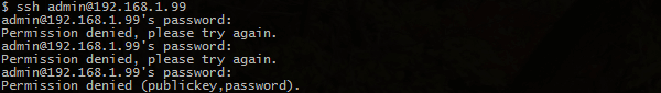 If you receive a "permission denied" error when trying to SSH into your server check your permissions with your admin.