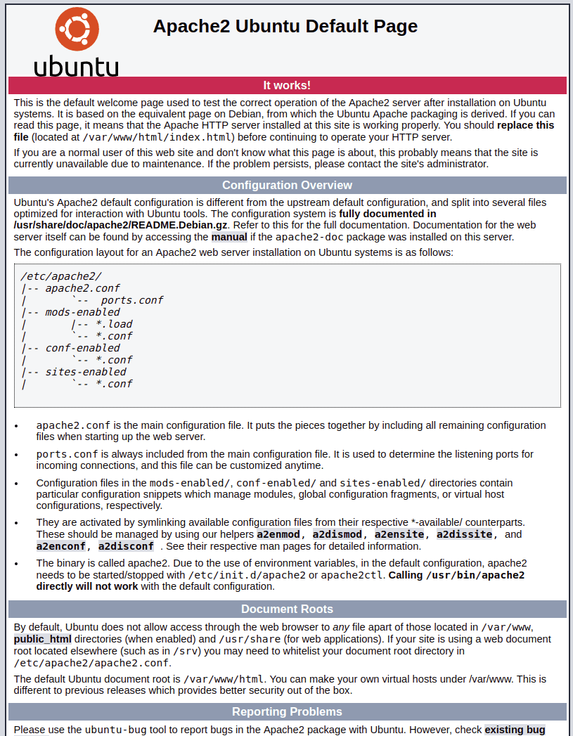 Apache2 Ubuntu Default Page