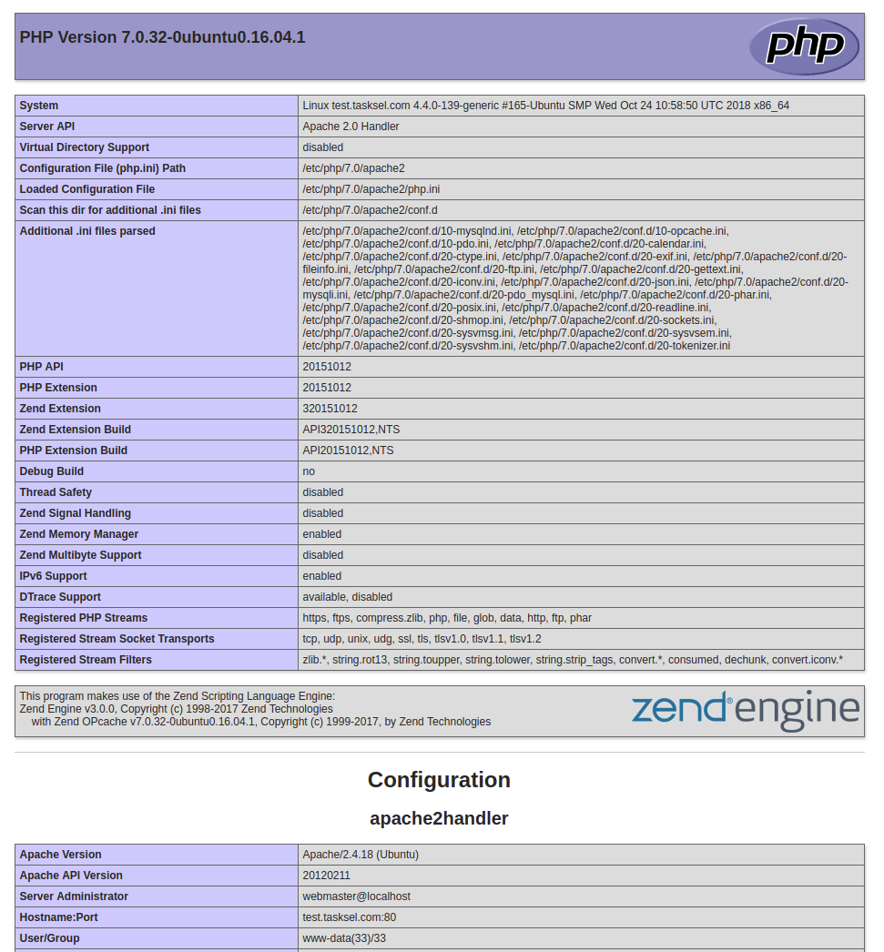 PHP Version page