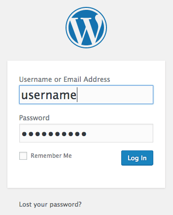 After following the previous steps you'll then be able to login to the WordPress Admin control panel.