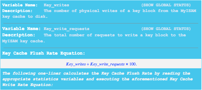 Use this formula to calculate key cache flush rate.