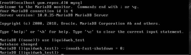 command line innodb fast shutdown