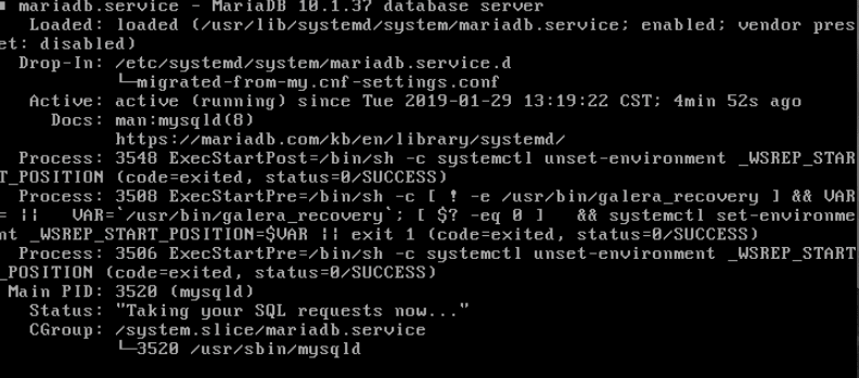 command line check mysql status