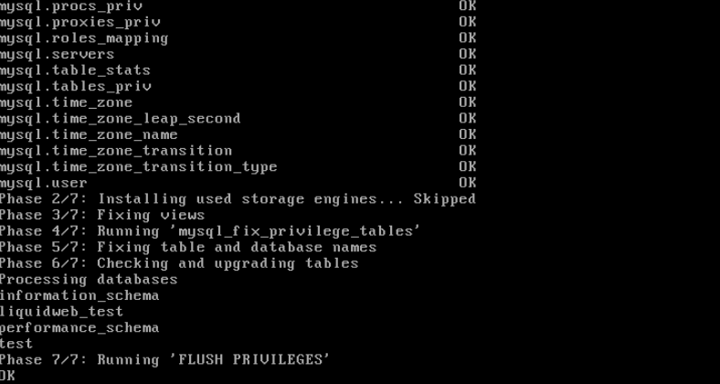 command line check mysql for upgrade