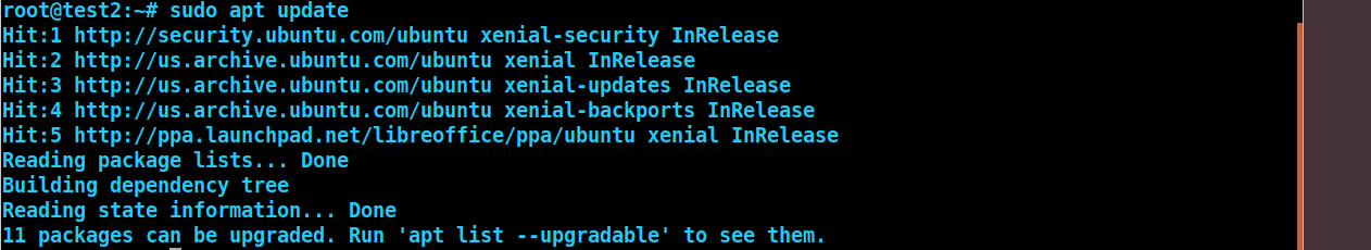 ubuntu sudo apt update output from the commandline