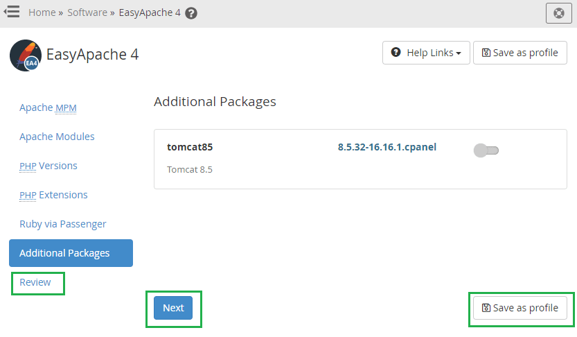 EA4 additional package tomcat85