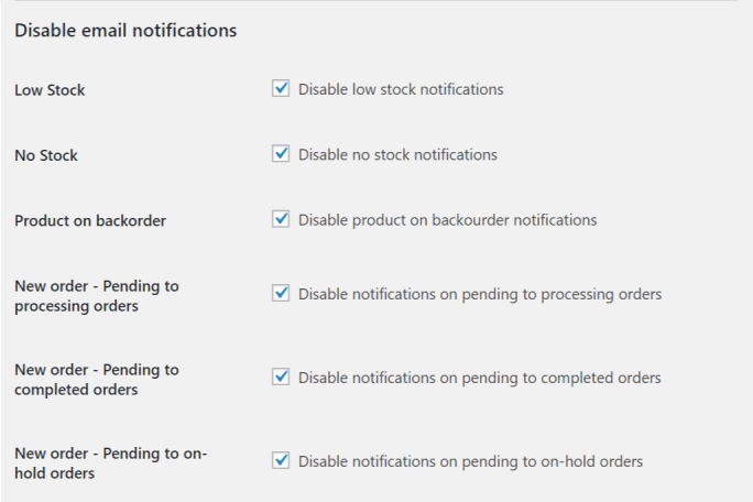 disable notifications