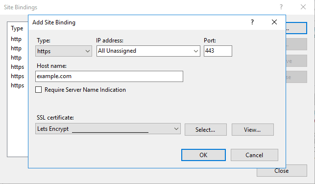 add SSL site bindings