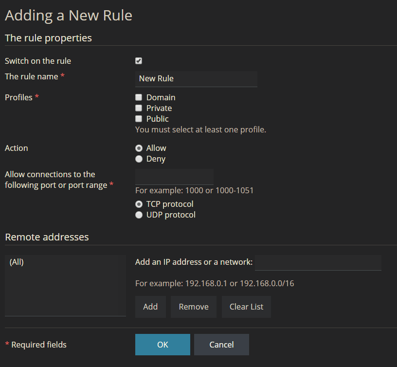 add a new firewall rule