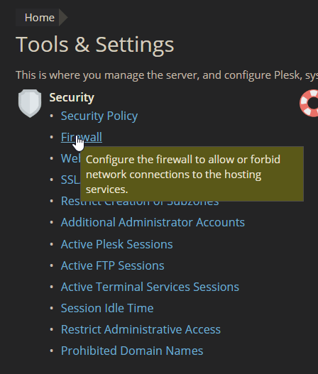 firewall tools and settings