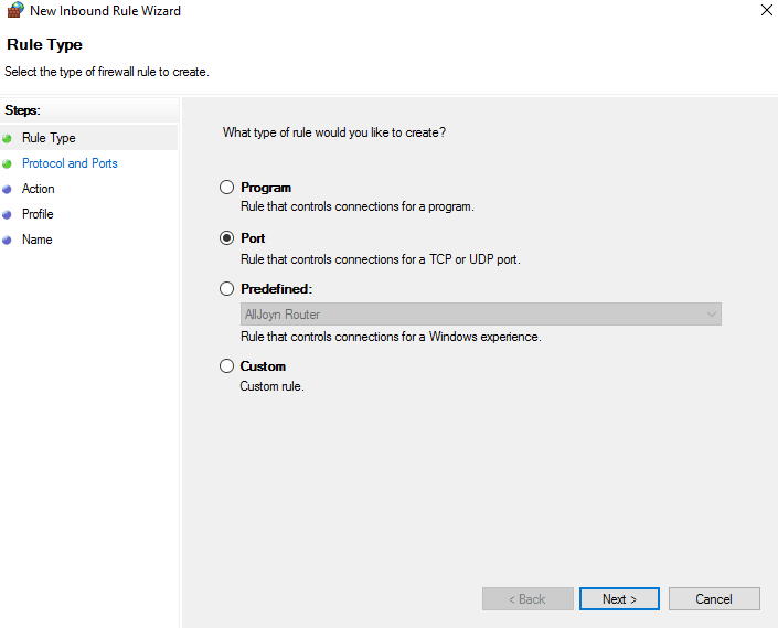 setup new firewall rule