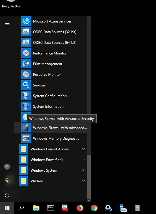 Windows Firewall with Advanced Security link
