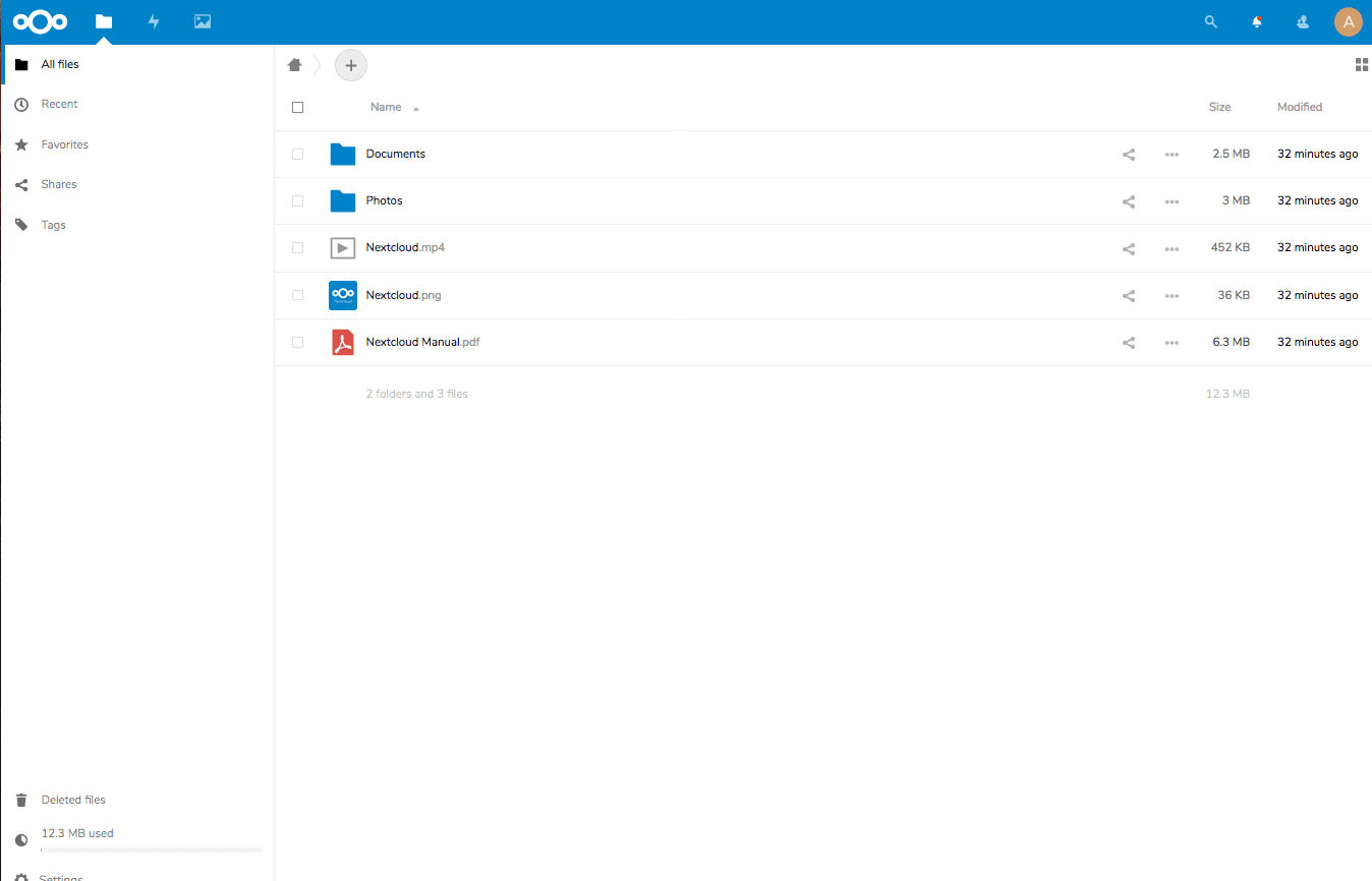 Nextcloud interface