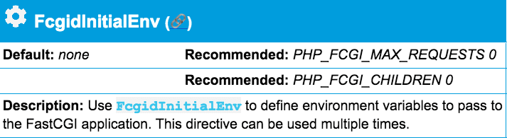 FcgidInitialEnv directive
