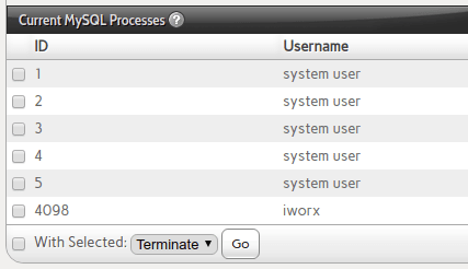 current mysql processes