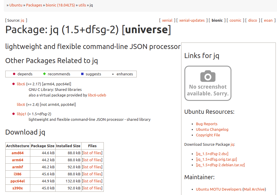 jq dependencies