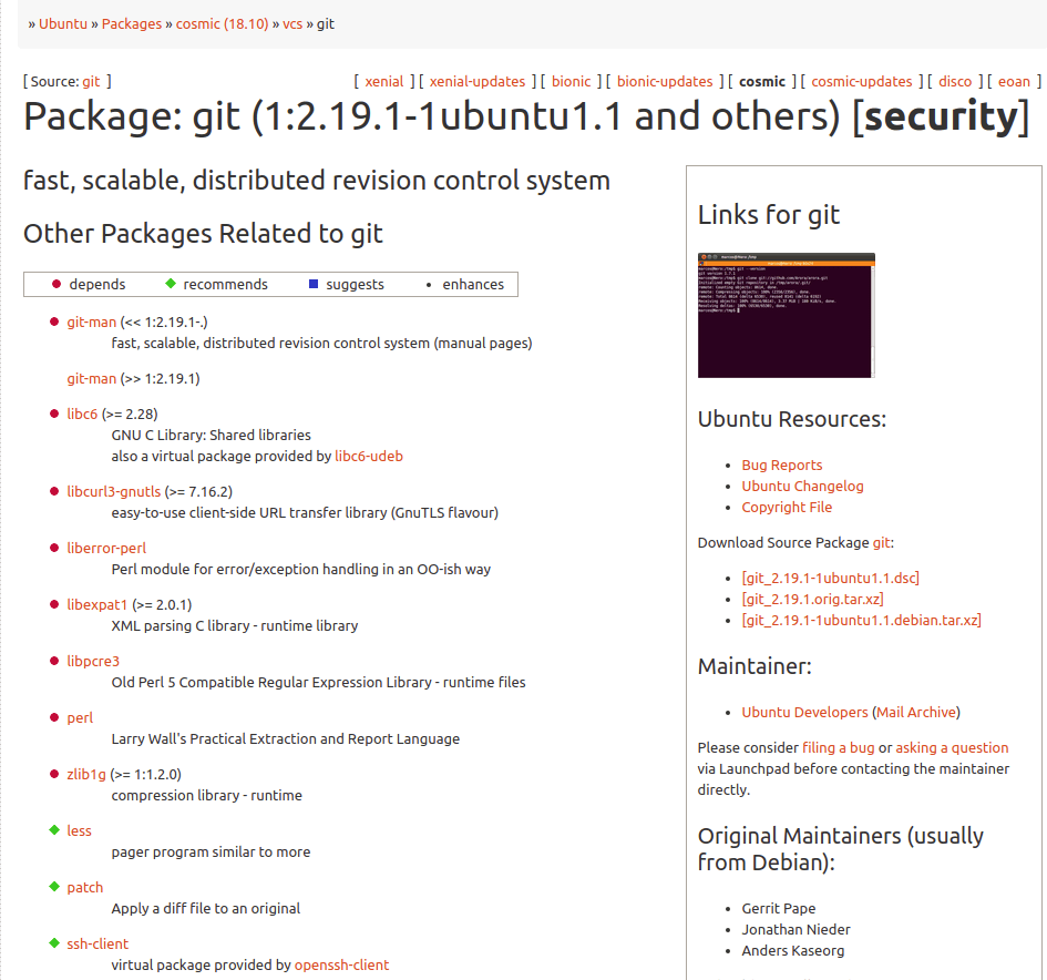 related dependency packages