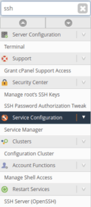 whm ssh options