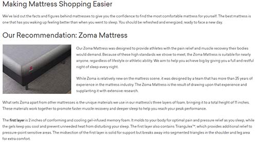 Zoma Sleep details their different types of mattresses and reasons why you should buy them.