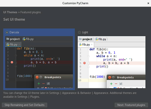 pycharm.setUI