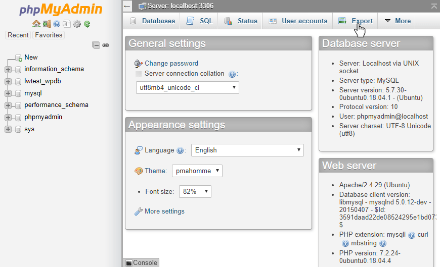 download exporting database from phpmyadmin