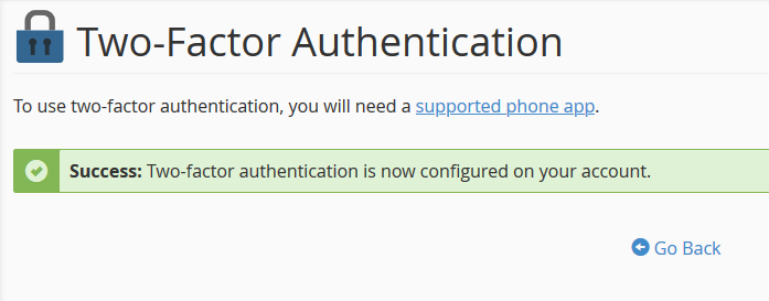 cPanel 2FA Settings 5