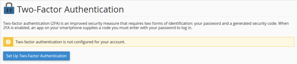cPanel Disable 2FA 3