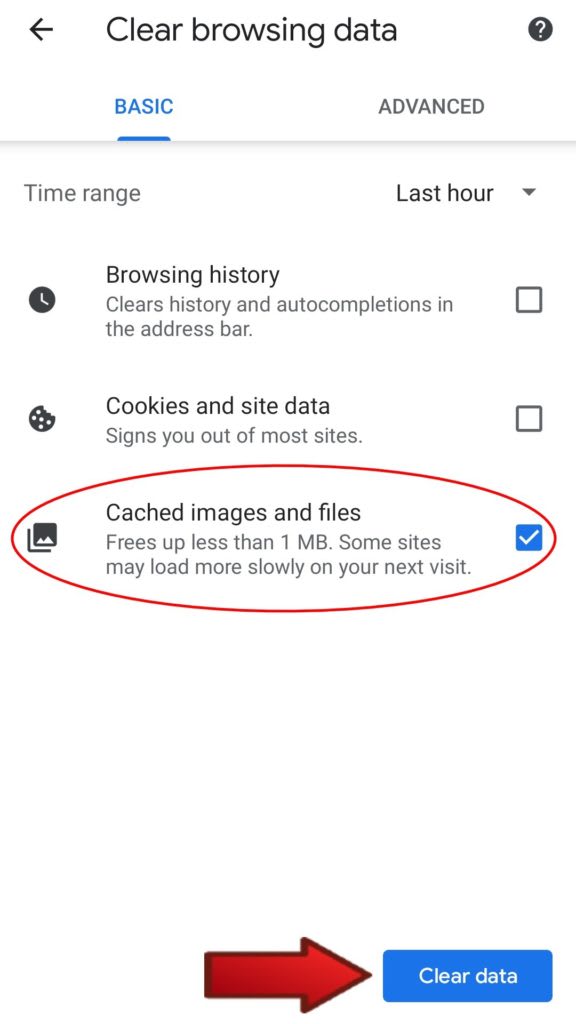 clear cache cookies android