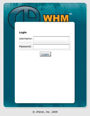 cPanel login screen
