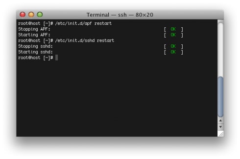 Restarting SSH and APF Services