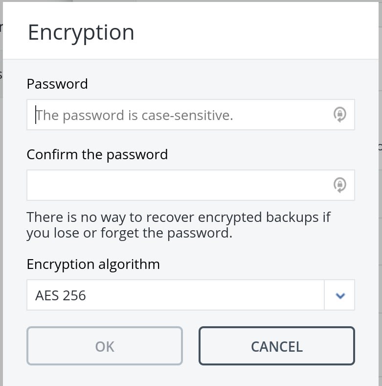 acronis true image backup encryption