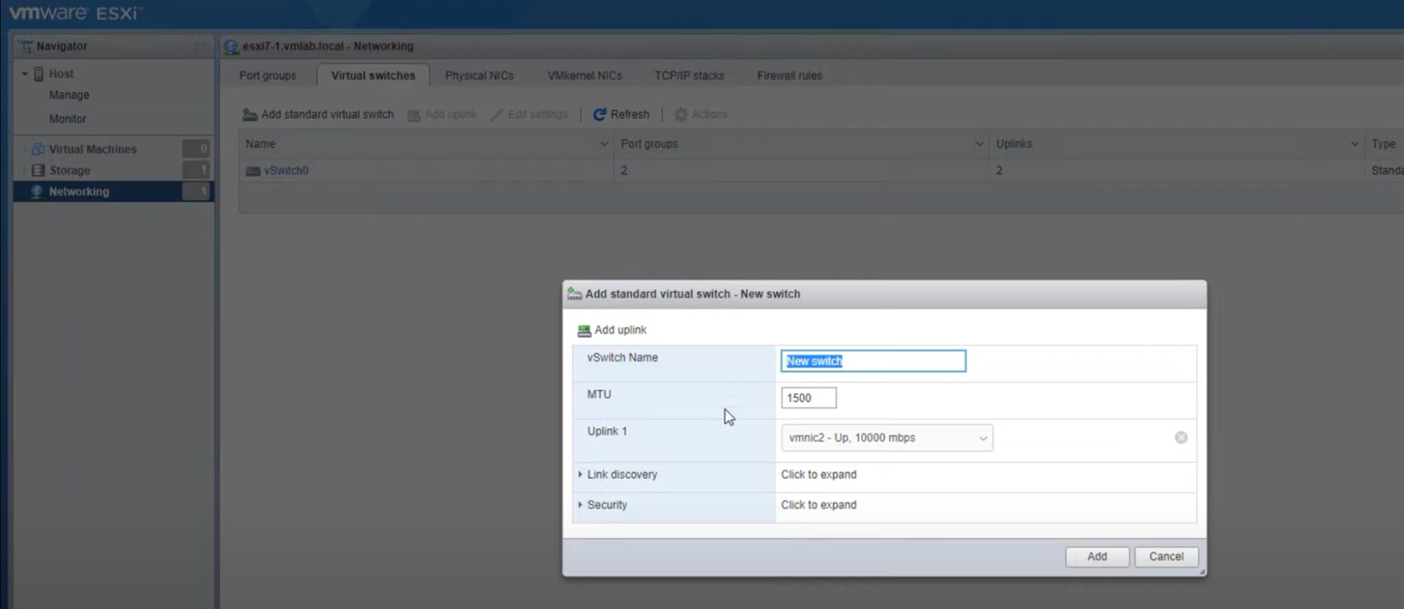 How to Manage VMware VLAN Configurations. Setting up the switches on ESXi depends on how many network interface cards (NICs) you have on the server. In the Virtual switches tab, add the appropriate number of switches, with each uplink being a NIC routed to the correct port to function.