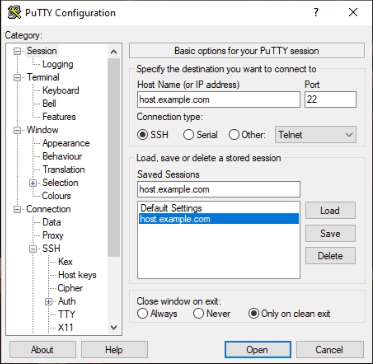 how to get putty saved sessions