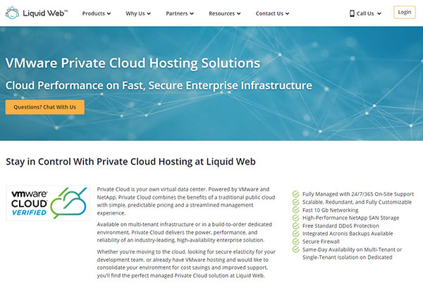 Liquid Web VMware Private Cloud Product Page.