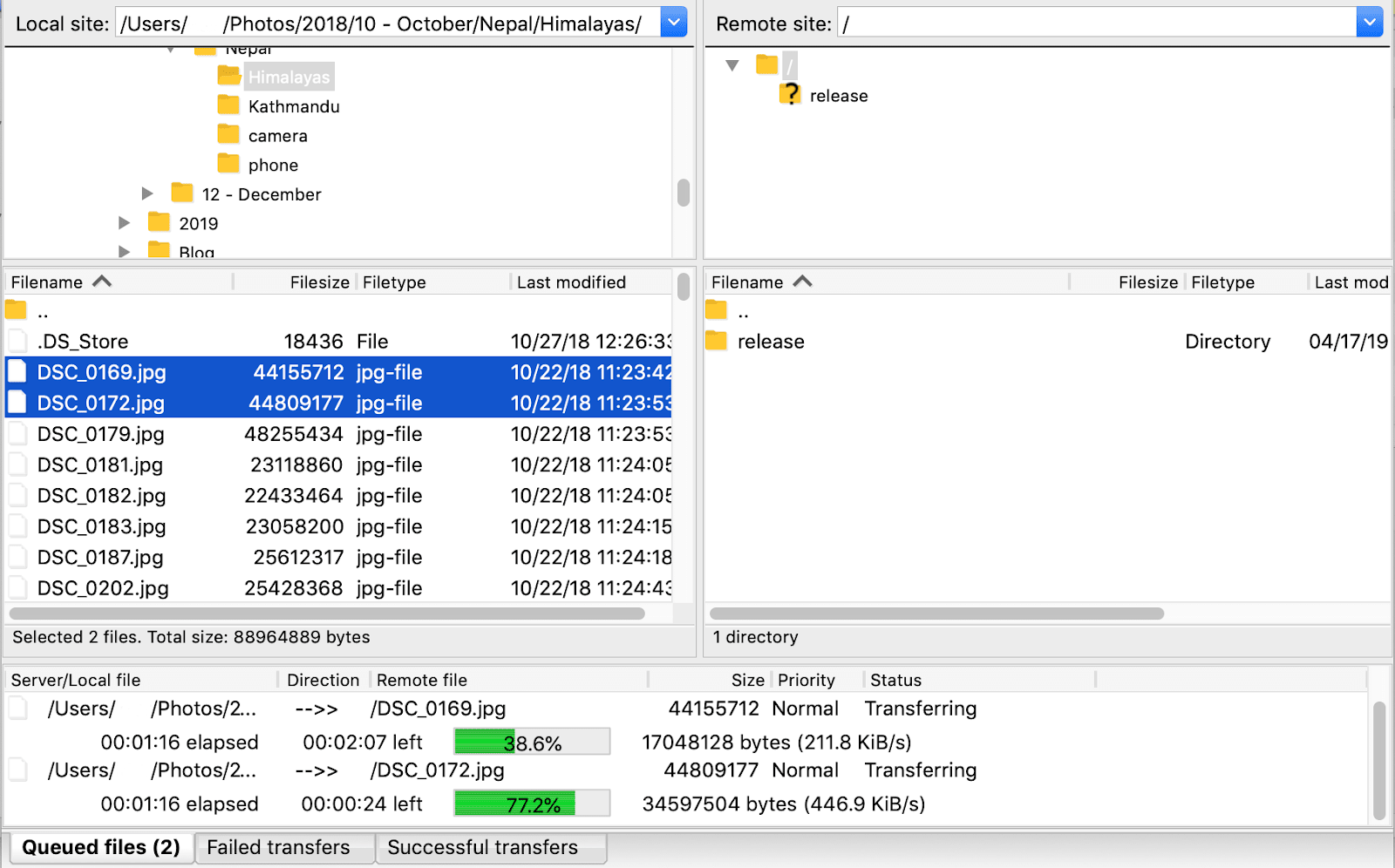 Here is an example of what it looks like when you FTP to remote servers.