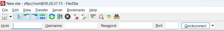 Take, as an example, an FTP client: FileZilla. It’s a free and easy-to-use application. On the top of the application, you’ll see the fields with credentials. Please enter yours and click on Quickconnect.