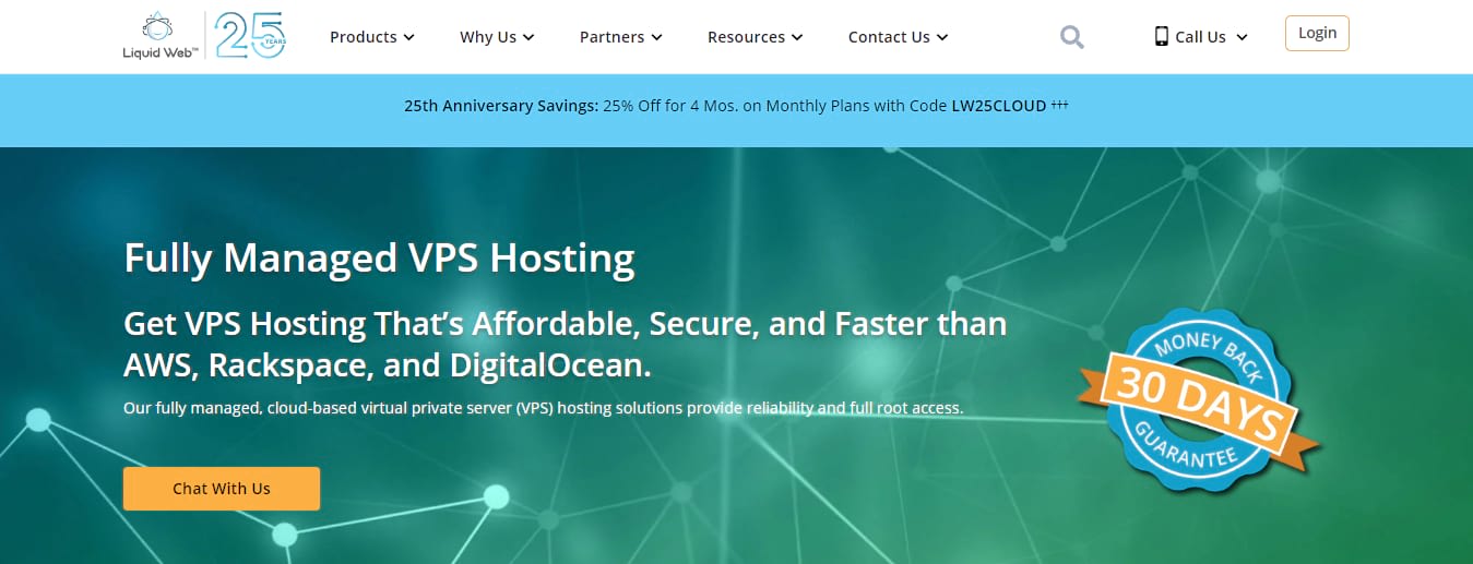 Liquid Web’s VPS hosting landing page.