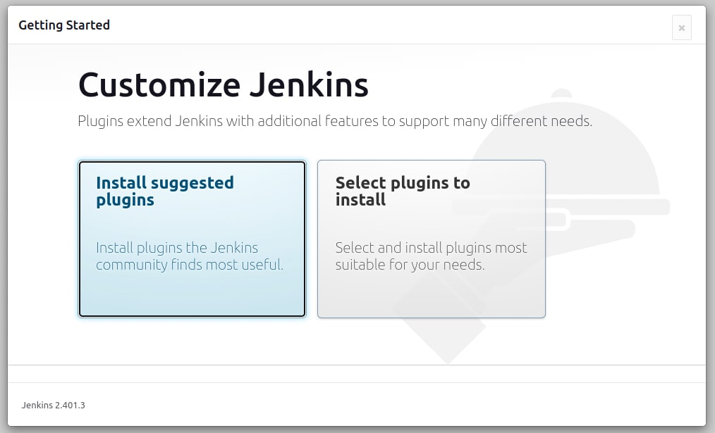 The Customize Jenkins screen will be shown.
