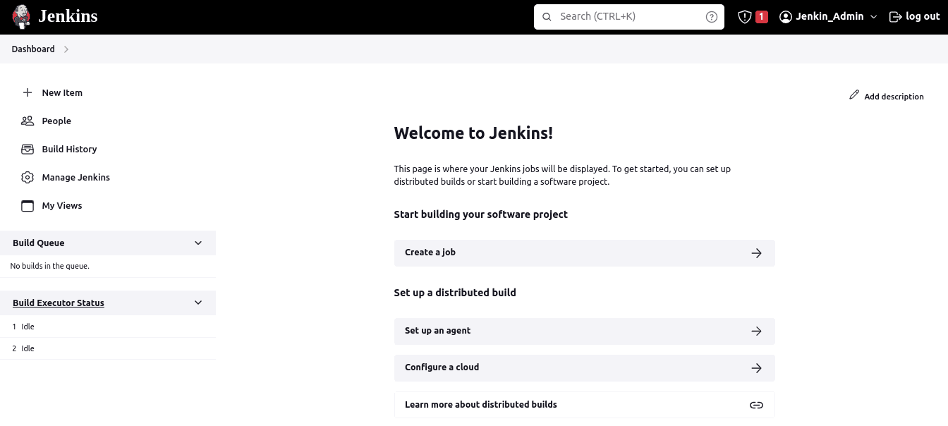 You have learned how to Install Jenkins on AlmaLinux! You can now see the Jenkins Dashboard.