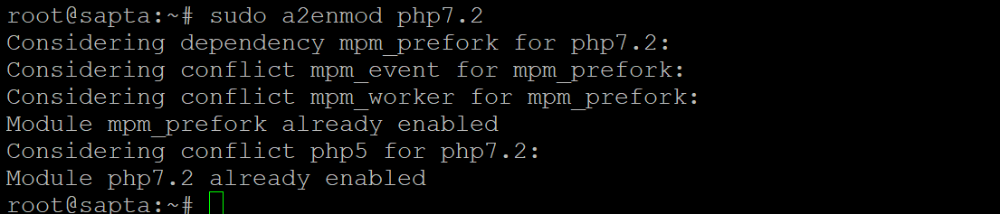 Install PHP on Ubuntu. To switch the active version so that it is the newer PHP 7.2 version, first, turn off the older PHP 7.0 version using the appropriate command. Then enable PHP 7.2 using the proper command. The output will be similar to the output shown.