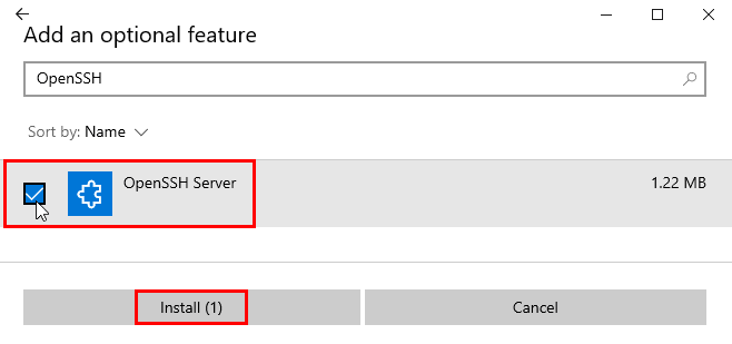 Searching for OpenSSH and installing it.