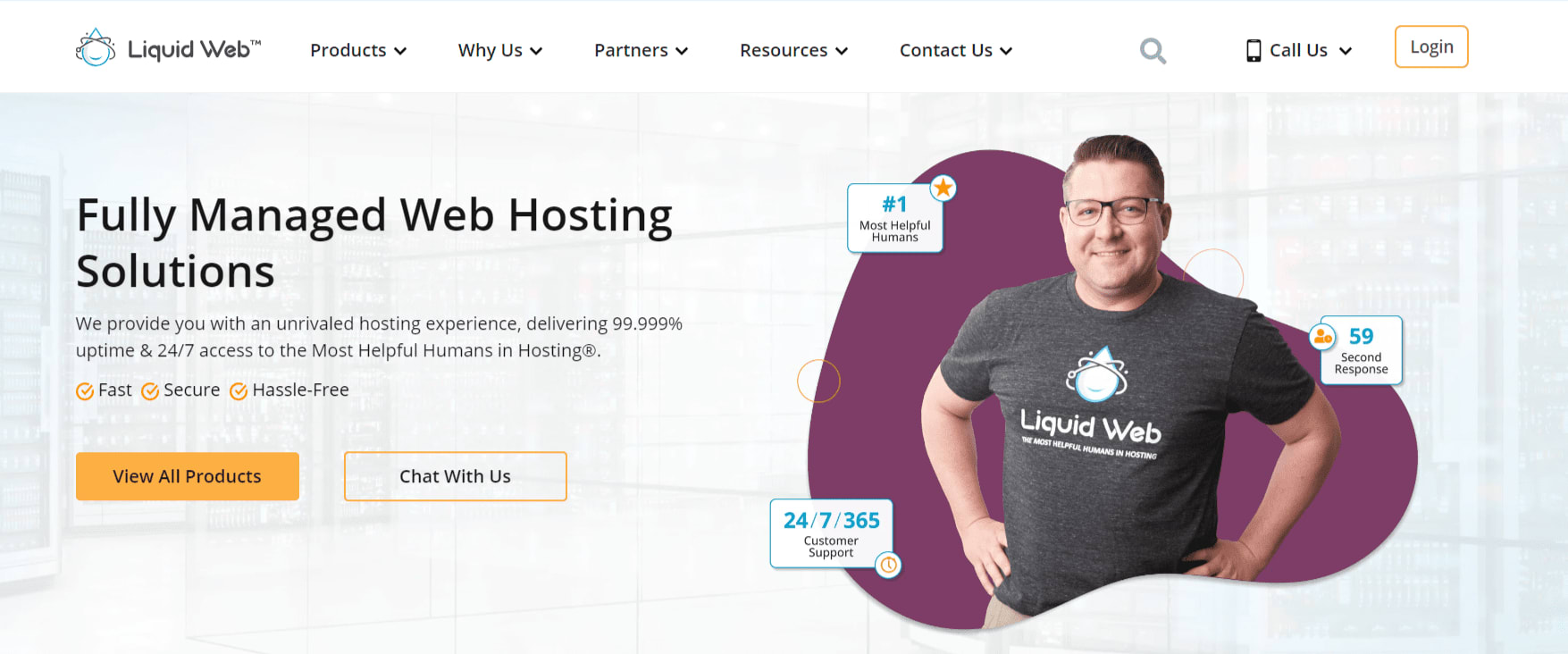 Liquid Web's fully managed web hosting landing page.