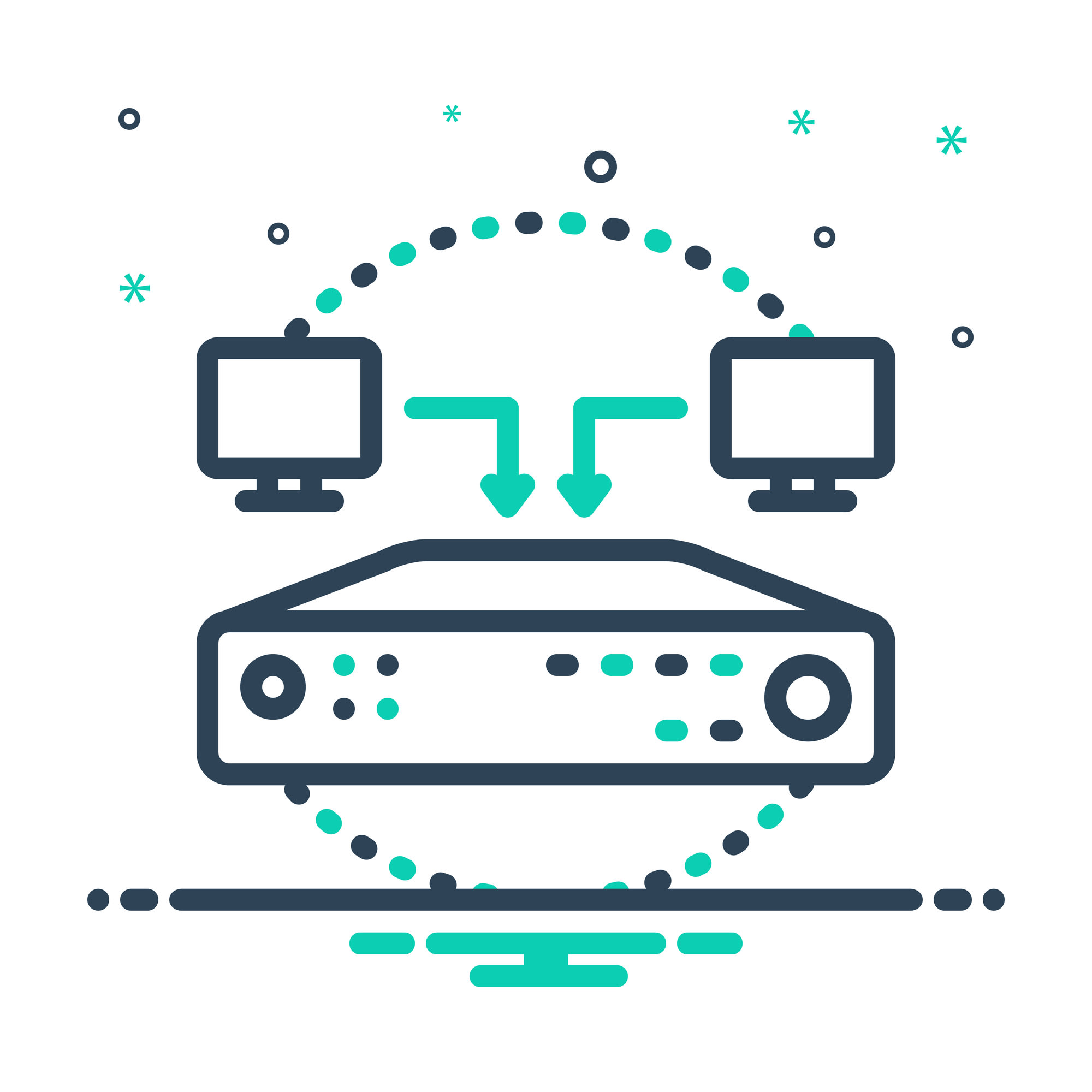 Icon for load balancer technology.