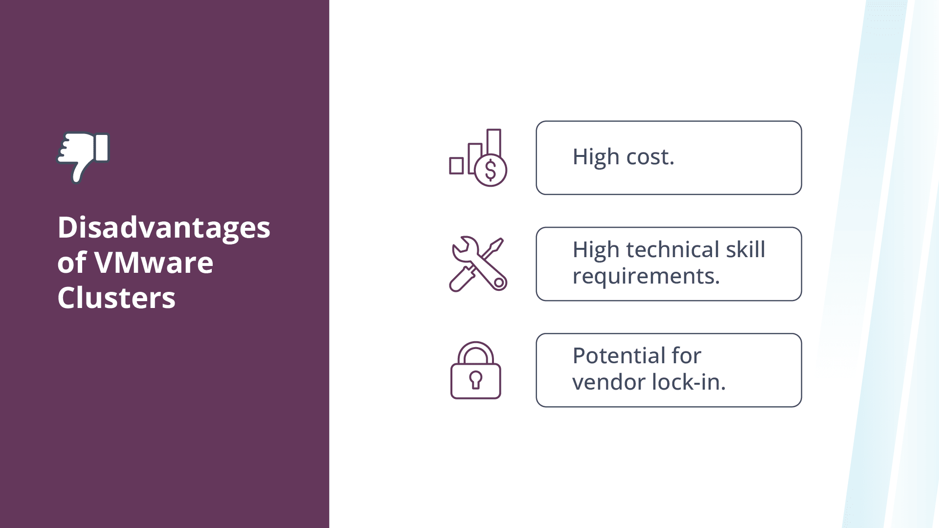 Disadvantages of VMware clusters.