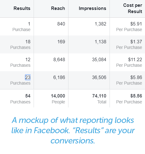 report of conversions - labeled results