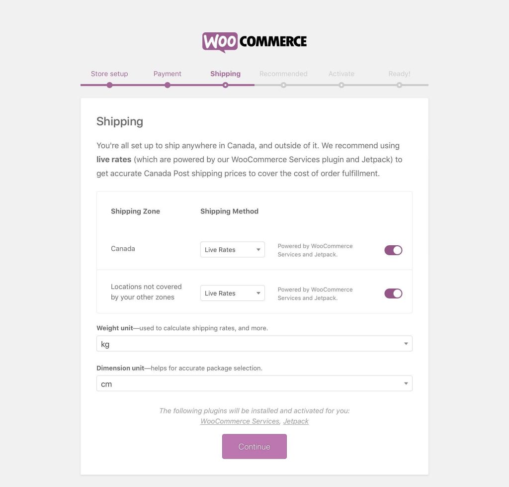 WooCommerce shipping setup