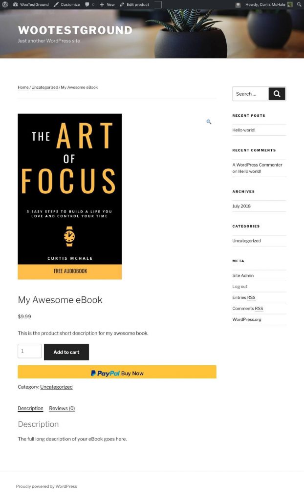 example woocommerce product published