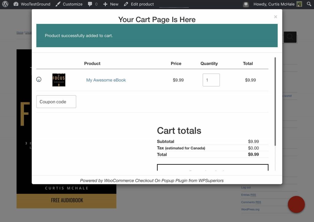 global cart popup page