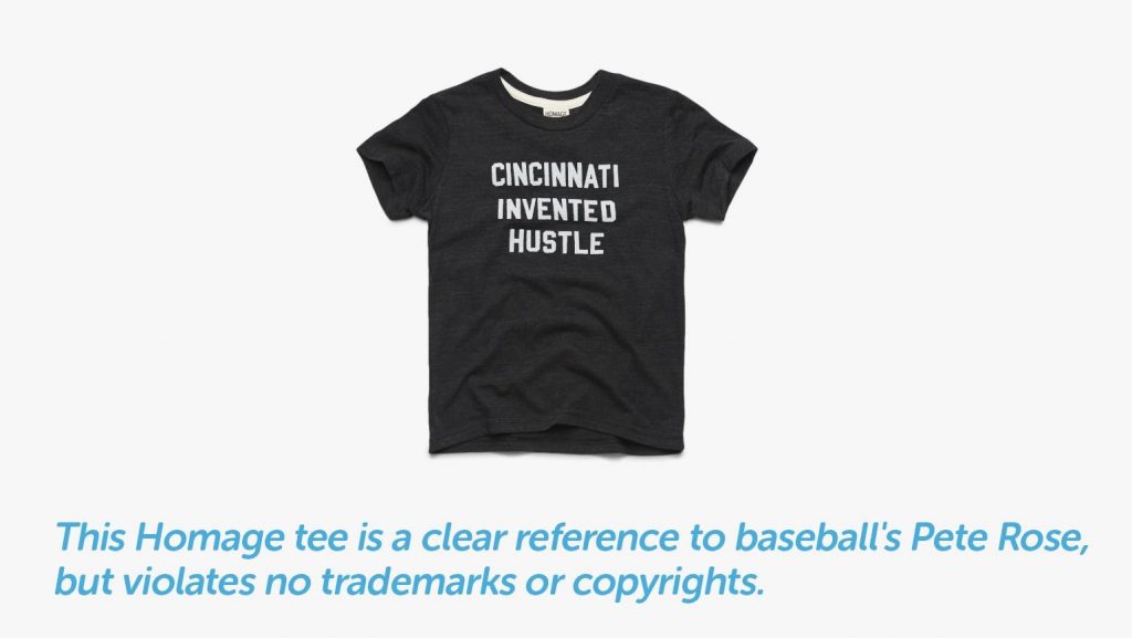 homage tee represents clear reference to baseball without violating trademarks or copyrights